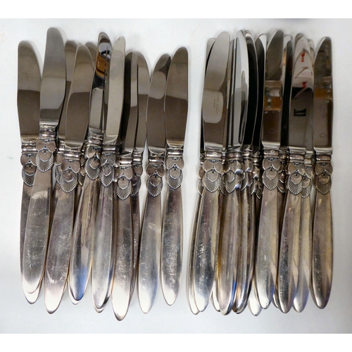 16 - Georg Jensen Cactus pattern Sterling silver tableware  comprising twelve table forks, twelve tablesp... 