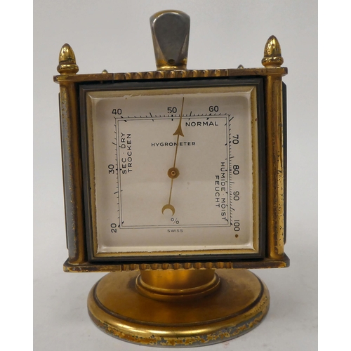 2 - A mid 20thC Imhof Weather Station, featuring a lacquered brass cased, combination, square box design... 