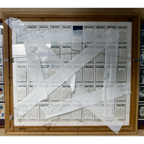 249 - Three framed displays of Churchman and Players cigarette cards, depicting boxers and cricketers