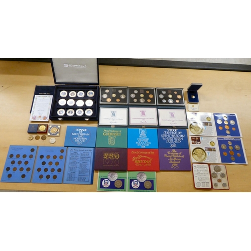 257 - Proof coins: to include a 1974 Falkland Island set  cased