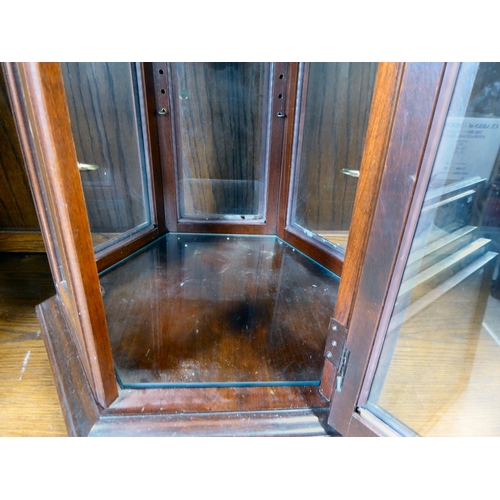 260 - A modern stained beech cased, mahogany, glazed hexagonal table-top display case  24