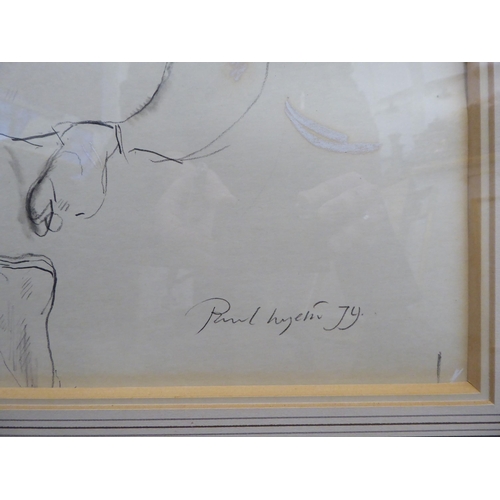 27 - Paul Wyeth - 'Nude' (Clarina)  pencil sketch, highlighted in crayon  bears a signature & a handw... 