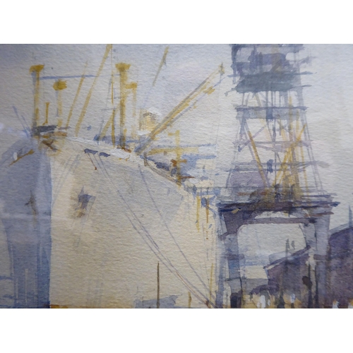 35 - Grenville Cottingham - 'RMS Argon in Santos'  watercolour  bears a signature  12