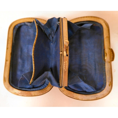 39 - Three similar late 19thC piquetworked tortoiseshell folding purses, finely inlaid with yellow metal