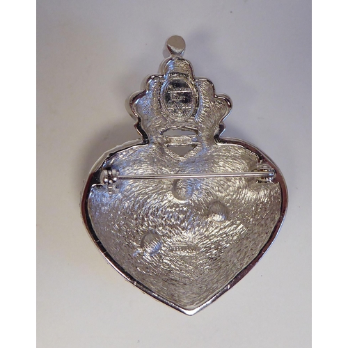 92 - A Christian Dior bi-coloured, crown top, heart shape brooch, in original branded box