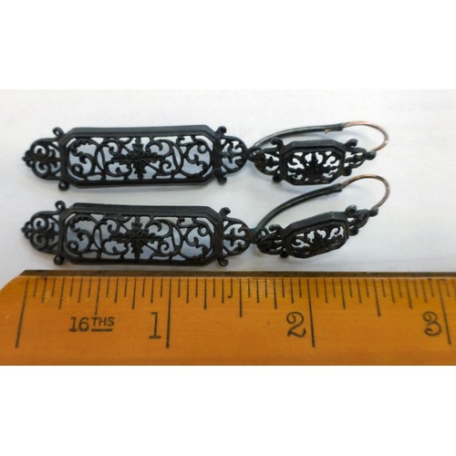 101 - A pair of Berlin iron pendant earrings