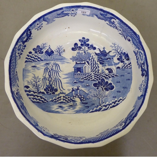 103 - A late Victorian Ironstone bowl, decorated with Chinese landscapes  16