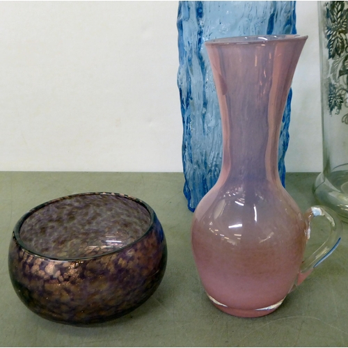 138 - Decorative art glass: to include a tri-coloured, floral patterned tapered vase  10