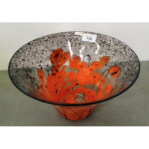 138 - Decorative art glass: to include a tri-coloured, floral patterned tapered vase  10