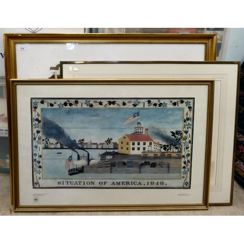 278 - Three framed prints: to include after Chick Bragg - 'Carousel'&nbsp; Limited Edition 36/300 coloured... 