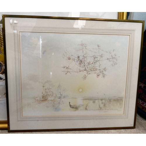 278 - Three framed prints: to include after Chick Bragg - 'Carousel'&nbsp; Limited Edition 36/300 coloured... 