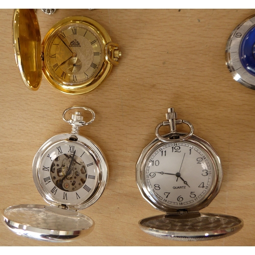 281 - Pocket and fob watches, some on chains&nbsp; variously cased and strapped
