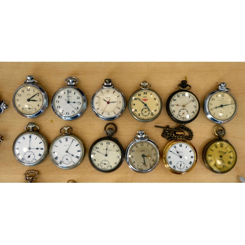281 - Pocket and fob watches, some on chains&nbsp; variously cased and strapped