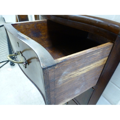 288 - A late 19thC mahogany serpentine front, four drawer dressing chest, raised on bracket feet&nbsp; 30