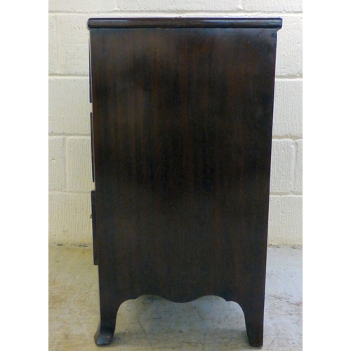 288 - A late 19thC mahogany serpentine front, four drawer dressing chest, raised on bracket feet&nbsp; 30