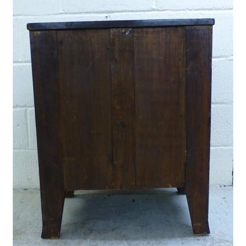 288 - A late 19thC mahogany serpentine front, four drawer dressing chest, raised on bracket feet&nbsp; 30