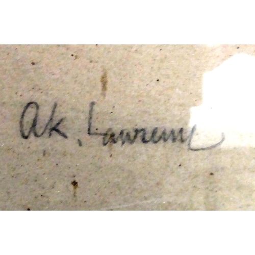 91 - AK Lawrence - a young woman  charcoal  bears a signature  14