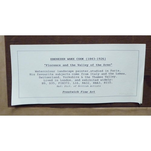 106 - E Wake Cook - 'Florence and The Valley of The Arno'&nbsp; watercolour&nbsp; bears a signature & ... 