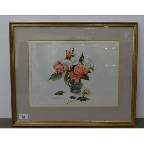 108 - Harry Sheldon - 'Silver Jubilee' a still life study of roses&nbsp; watercolour&nbsp; bears a signatu... 