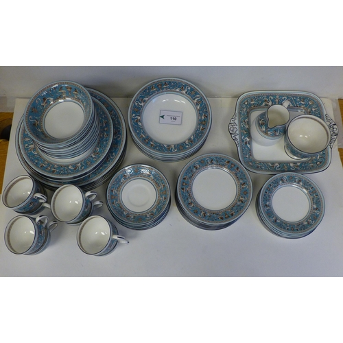 110 - Wedgwood bone china Florentine pattern tableware, comprising a total of sixty-three items, in six an... 