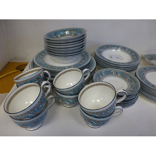 110 - Wedgwood bone china Florentine pattern tableware, comprising a total of sixty-three items, in six an... 