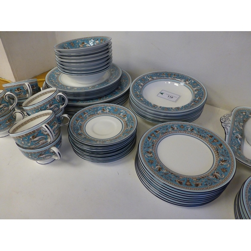 110 - Wedgwood bone china Florentine pattern tableware, comprising a total of sixty-three items, in six an... 