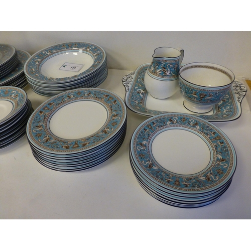 110 - Wedgwood bone china Florentine pattern tableware, comprising a total of sixty-three items, in six an... 