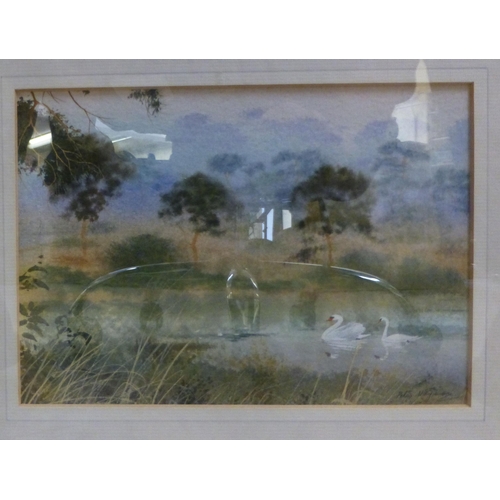 113 - Two watercolours, viz. James Heseldin - 'Back Road East, St Ives'&nbsp; bears a signature&nbsp; 9.75... 
