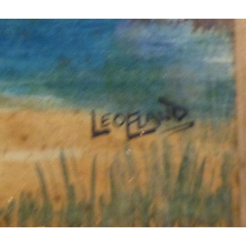 118 - Three framed pictures: to include KJ Messer - a landscape study&nbsp; watercolour&nbsp; bears a sign... 