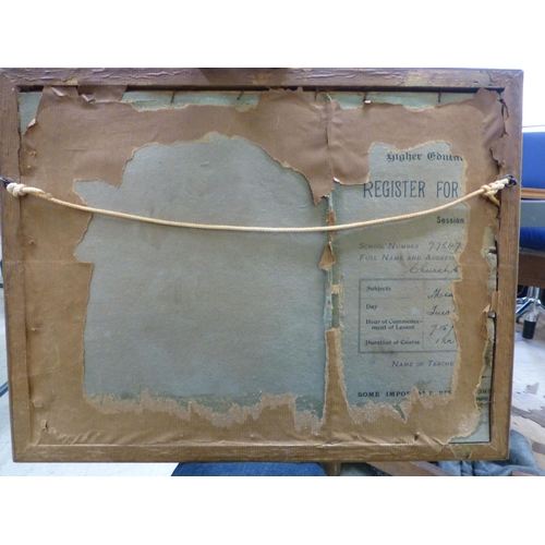 118 - Three framed pictures: to include KJ Messer - a landscape study&nbsp; watercolour&nbsp; bears a sign... 