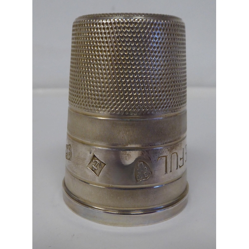 68 - A silver 'Just a Thimble Full' tot cup&nbsp; BC & S&nbsp; Birmingham 1979&nbsp; cased