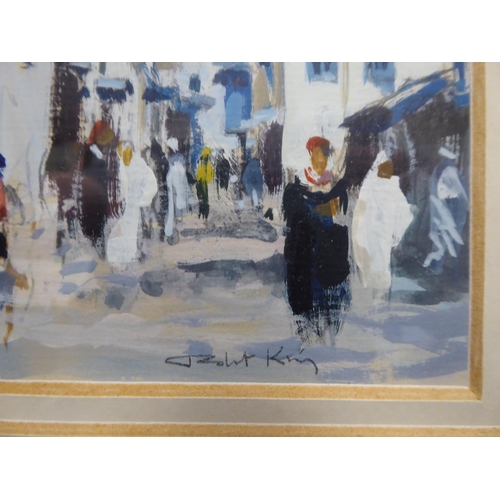 71 - Robert King - a street in Tunisia&nbsp; gouache&nbsp; bears a signature&nbsp; 11