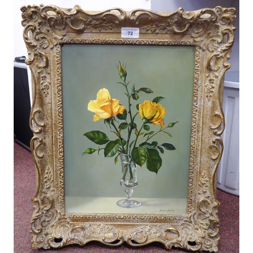 72 - James Noble - 'Yellow Roses'&nbsp; oil on canvas&nbsp; bears a signature&nbsp; 15