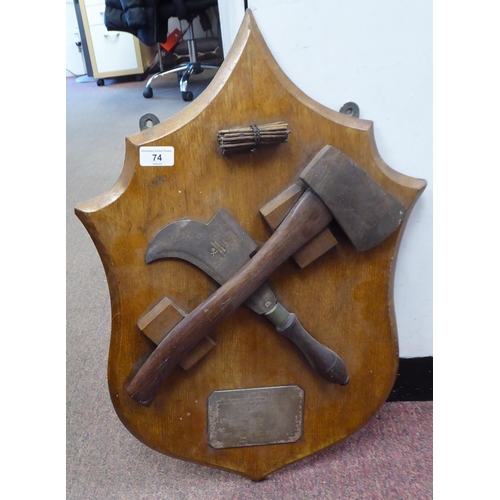 74 - A presentation shield, 'Hatchet & Billhook' used by the City Solicitor at the Company of Retirin... 
