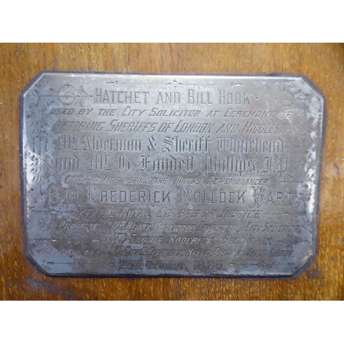 74 - A presentation shield, 'Hatchet & Billhook' used by the City Solicitor at the Company of Retirin... 