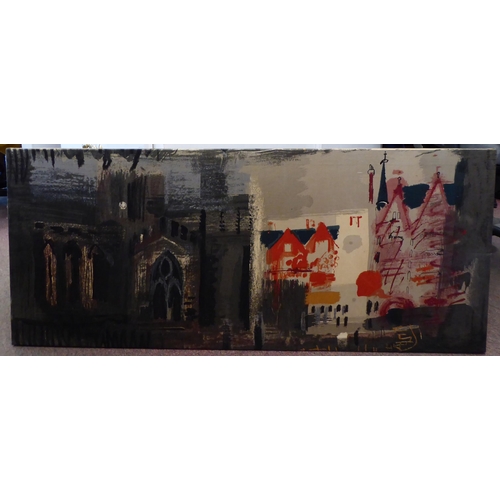 80 - After John Piper - 'Northern Cathedral' circa 1962 screenprinted cotton satin for Sandersons  20