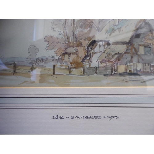 81 - Attributed to BW Leader - a rural thatched cottage&nbsp; watercolour&nbsp; 5