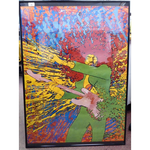 84 - After Martin Sharp - 'Jimi Hendrix Explosion'&nbsp; coloured print poster, MS16 Hendrix by Martin Sh... 
