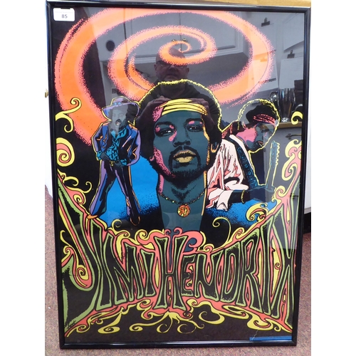 85 - An original 'Jimi Hendrix Blacklight' coloured poster, published 1975 by Dynamic Pub Co, Medina, Ohi... 
