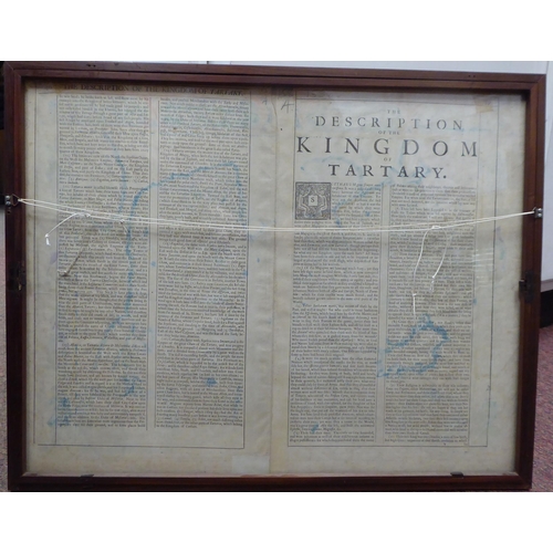 89 - A John Speede coloured map 'A Newe Mape of Tartary' with views of Samarchand, Cambalu and Tartar; wo... 