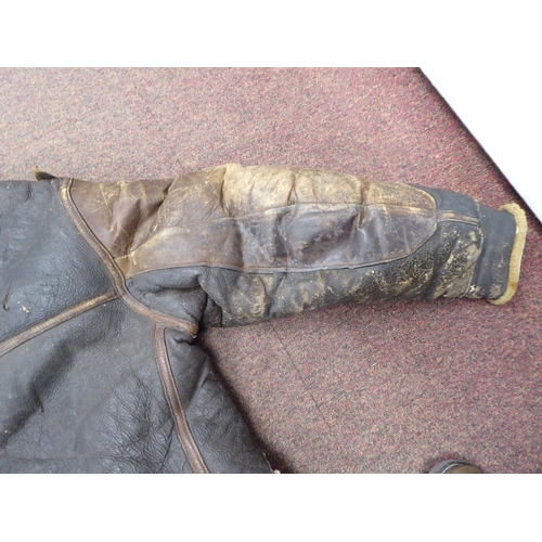 90 - A vintage USA B3 brown hide flight jacket with a sheepskin lining  approx. 36