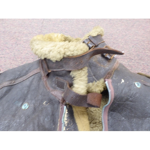 90 - A vintage USA B3 brown hide flight jacket with a sheepskin lining  approx. 36