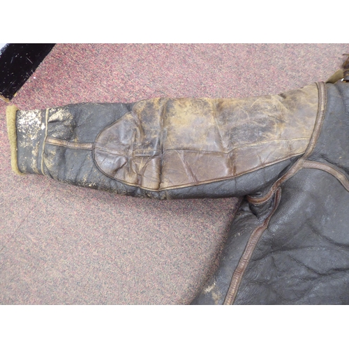 90 - A vintage USA B3 brown hide flight jacket with a sheepskin lining  approx. 36