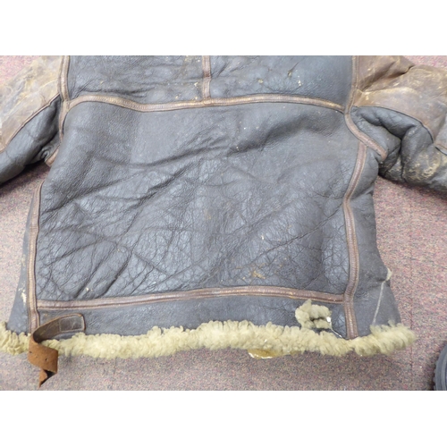 90 - A vintage USA B3 brown hide flight jacket with a sheepskin lining  approx. 36