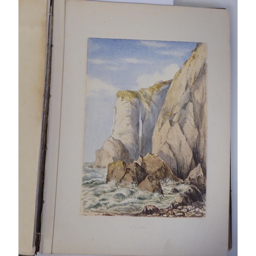 93 - An 1870s watercolour album, featuring scenic landmarks, locations around small islands of Britain an... 