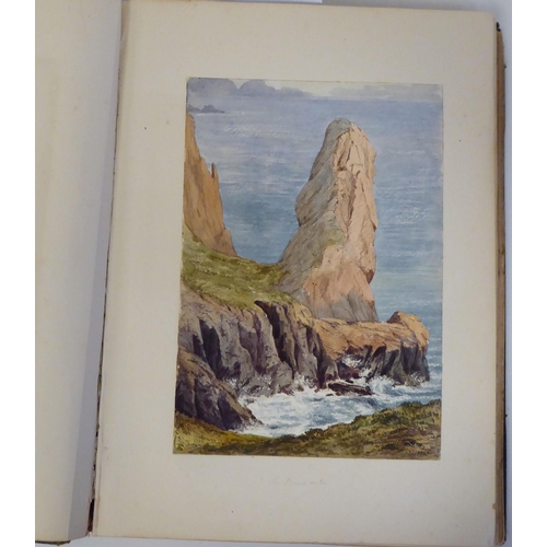 93 - An 1870s watercolour album, featuring scenic landmarks, locations around small islands of Britain an... 