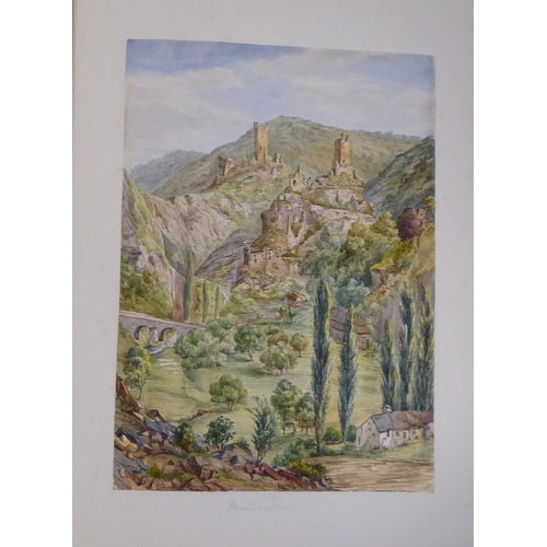93 - An 1870s watercolour album, featuring scenic landmarks, locations around small islands of Britain an... 
