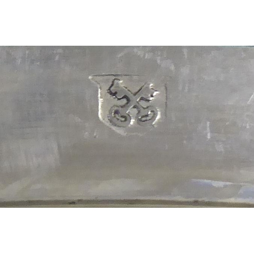 94 - A matched set of twelve silver plated, bead bordered platters  12