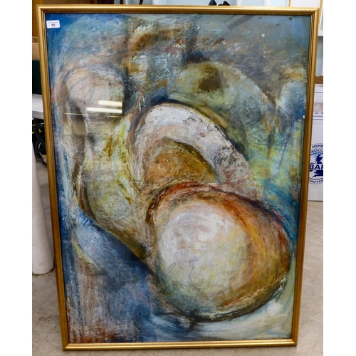 95 - Wendy Finnegan - an abstract in colours&nbsp; mixed media&nbsp; bears a signature&nbsp; 44