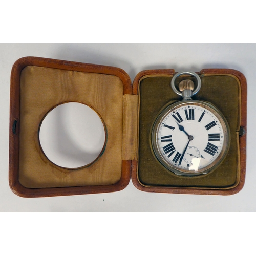 98 - A Europa traveller's timepiece, having an integral sliding, two-part lacquered brass and coloured en... 